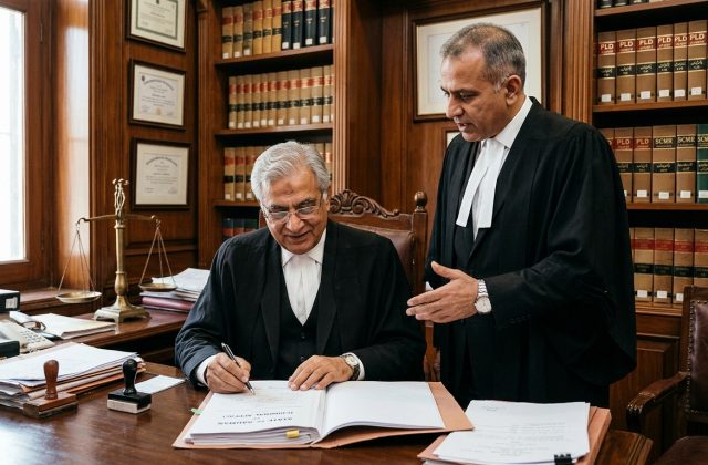 Senior Pakistani property dispute advocates in legal chambers advising on suit for specific performance under Specific Relief Act 1877